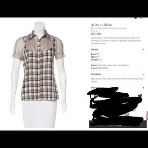 Alice & Olivia s/s button down with silk panels